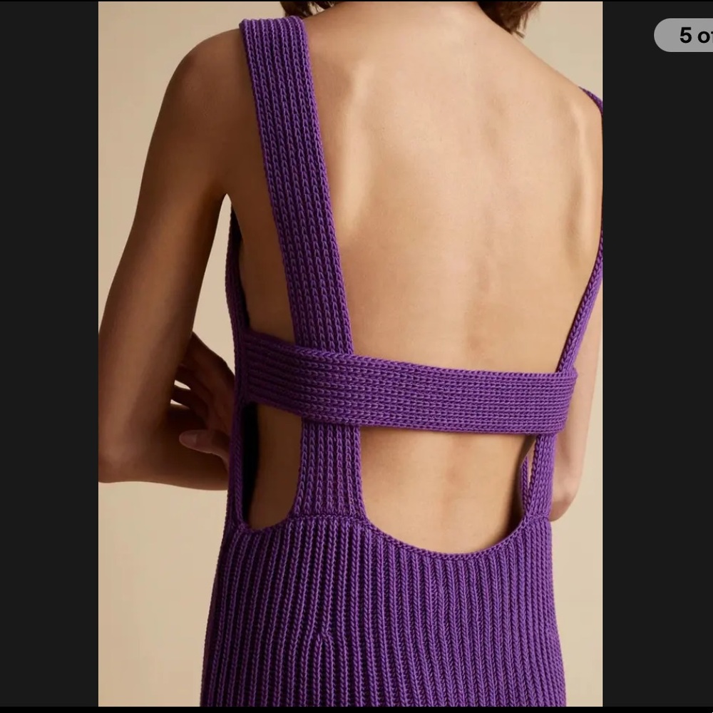 KHAITE New Alessia Plunge Neck Rib Sweater Dress - Picture 6 of 12